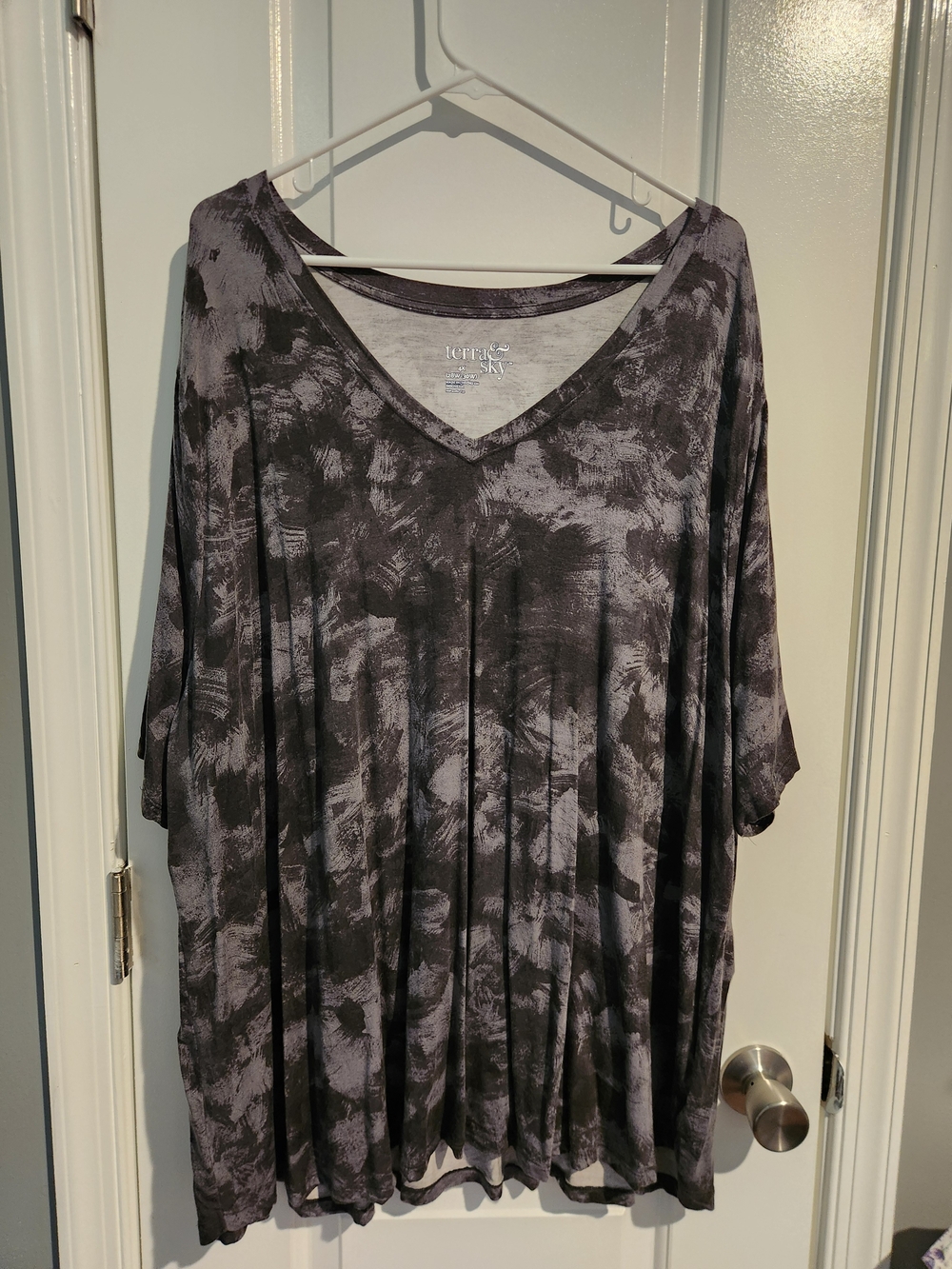Terra & Sky Charcoal Black Tie-Dye V-Neck Tunic